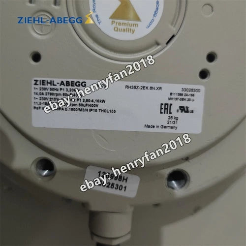 RH35Z-2EK.6N.XR 230VAC 3.2/4.1KW Ziehl-abegg Centrifugal Fan RH35B-2EK.6N.2R