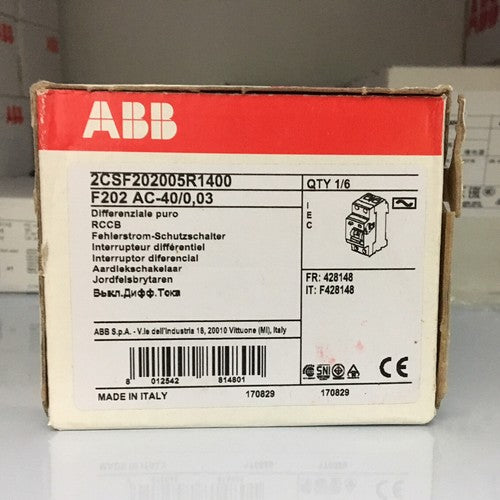 Abb Residual current protector F202 AC-40/0.03 ONE Year Warranty