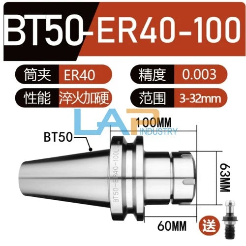 1PCS FIT For Spring Collet Chuck BT50-ER40-100 CNC milling tool shank