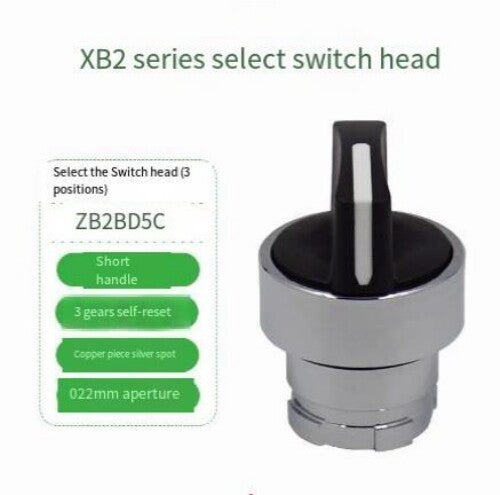 2PCS 3-Gear Self Reset Metal Operating Button Switch Head ZB2BD5C ZB2-BD5C
