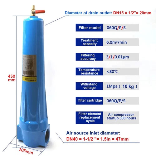 1PC 024 Oil Water Separator Air Compressor QPS Compressed Air Precision Filter