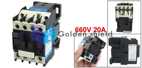 CJX2-1201 3 Phase 3P N/C AC Contactor DIN Rail Mount 110V Coil 660V 20A