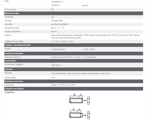 For IFM IF0007 Inductive Sensor Threaded Type 20...250 AC
