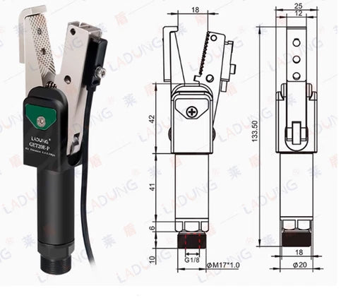 GET20E-P (with PNP sensor)Pneumatic gripper jaws for robotic spout head fixtures