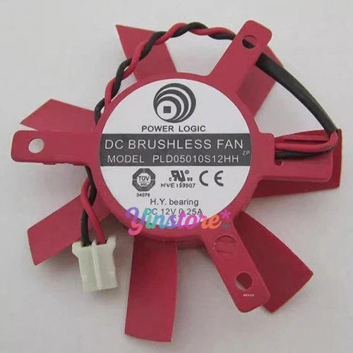 1X GPU Cooling Fan Slide. 45mm DC12V 0.25A Pitch 32mm 2Pin Red- PLD05010S12HH