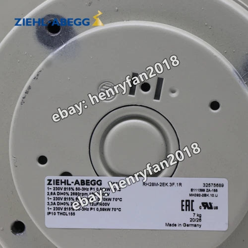 Ziehl-abegg Fan RH28M-2EK.3F.1R 230VAC 590/700W 2680/2550RPM Centrifugal Fan