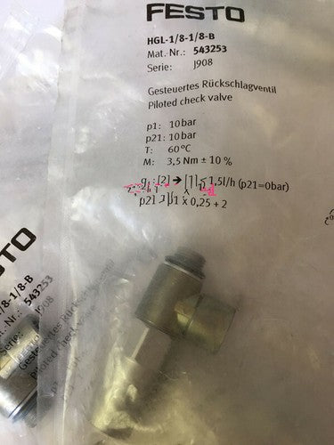 1 PCS FESTO HGL-1/8-1/8-B 543253 Check valve