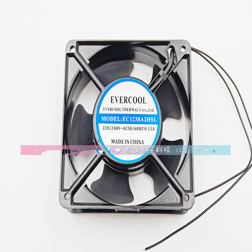 1 PCS EVERCOOL Fan EC1238A2HSL AC220V 12038 12CM 2 Wire Aluminum frame fan