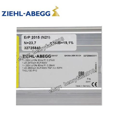 Ziehl-abegg Fan QK08A-2EM.50.CH Cross Flow Fan 230VAC 1.2A 270/280W Cooling Fan