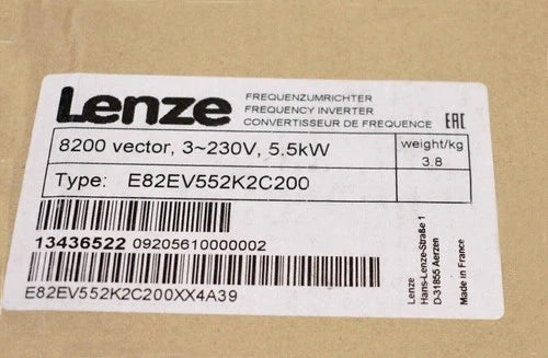 E82EV552K2C200 LENZE E82EV552_2C200 Frequency Inverter 8200 Vector 5.5kW