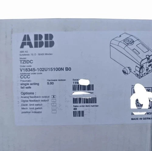 V18345-102U15100N ABB V18345102U15100N Valve Positioner