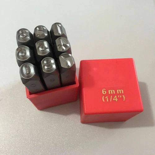 9pcs Steel Number Stamps Punch Dies Set (0-8) 1.5/2/2.5/3/4/5/6/8/10/12/19mm