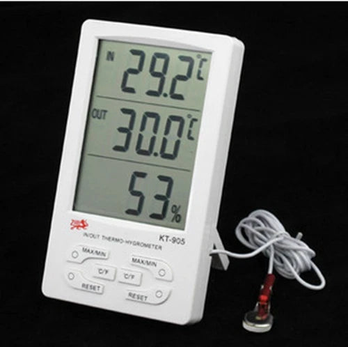1PC KT905 Large LCD screen Indoor outdoor Temperature clock humidity meter