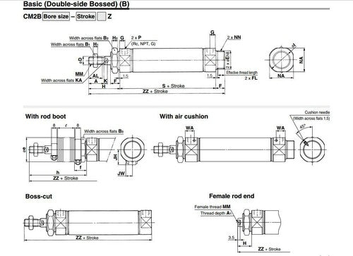 SMC CM2B20-40Z Cylinder With Rod Boot
