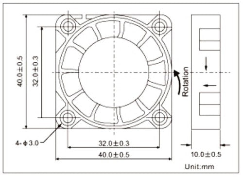 10 x DC brushless cooling fan 40x40x10mm 4010 9 blade 24V 0.1A 2-pin connector-