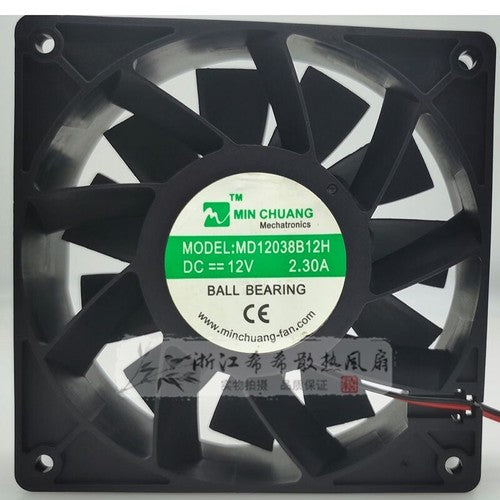 1 PCS MIN CHUANG Fan MD12038B12H DC12V 12038 12cm 2 Wire ball cooling fan