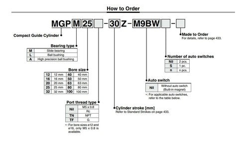 For SMC MGPM16-30Z Guide Rod Cylinder Compact Bore size 16mm