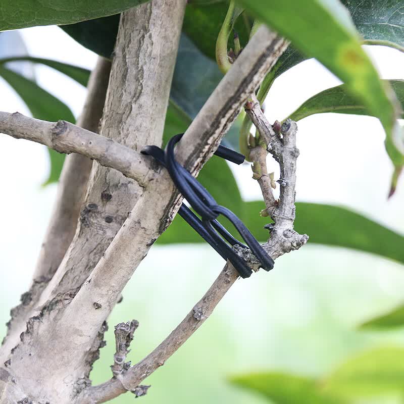 ELECALL black 20cm long electro-galvanized plastic-coated iron wire cable tie for optical cables and grapevine trellises, flat type.