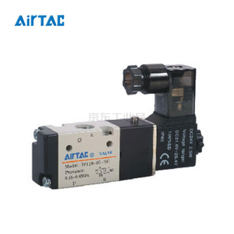 AirTAC 2-position 3-way single electric solenoid valve, inline type; 3V11006NOBI-W