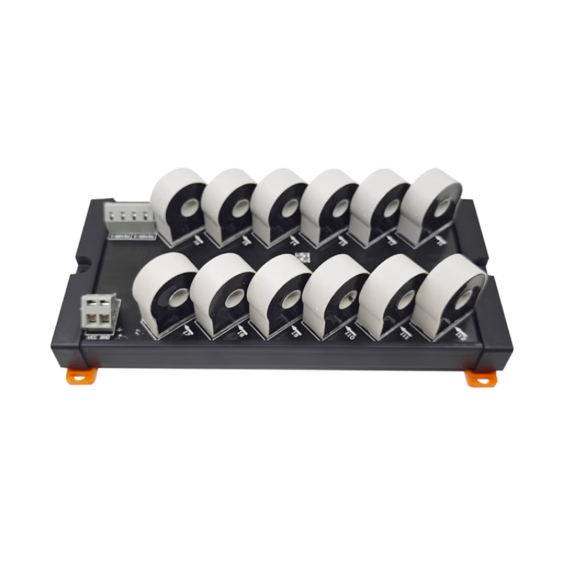 USAMR12-channel DC current acquisition unit with perforated Hall effect transmitter and current transformer detection module for positive and negative polarity measurement.