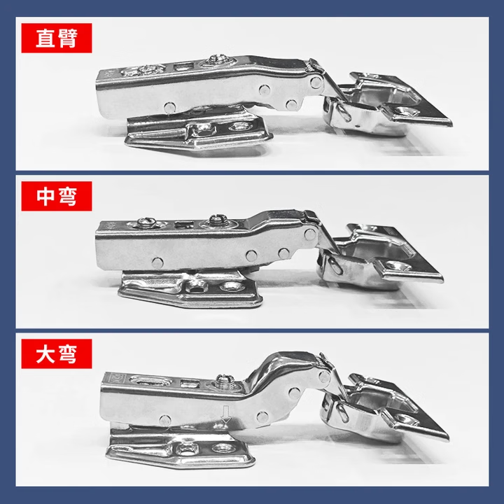 Jucheng Cloud Stainless Steel Hinges, 2-Pack, Medium Bend, Cabinet Door Hydraulic Damping Hinges, Spring Wardrobe Hinges