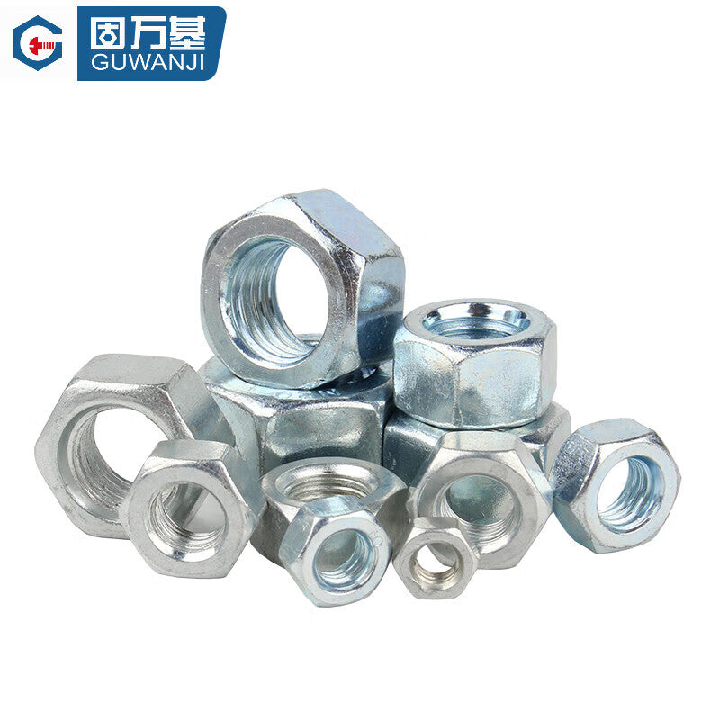 GUWANJI hexagonal nuts, carbon steel hexagonal screws, high-strength caps, galvanized and nickel-plated, blackened Dacromet nuts, grade 12 blackened, GB6170 standard thread, M8 [100 pieces]