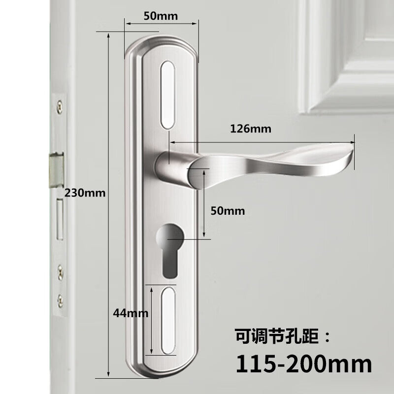 Basic door lock, bedroom door lock, interior door lock, adjustable universal door lock, no hole modification required, double hole adjustable single tongue.