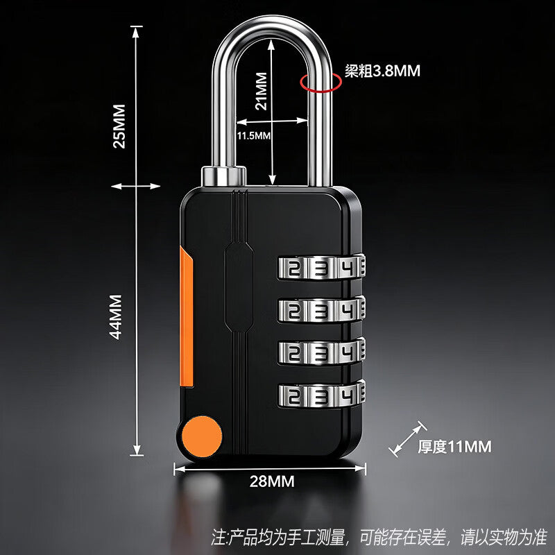 Chuck metal combination padlock for home storage lockers, suitcases, dormitories, gyms, bike baskets, backpacks, portable, black.