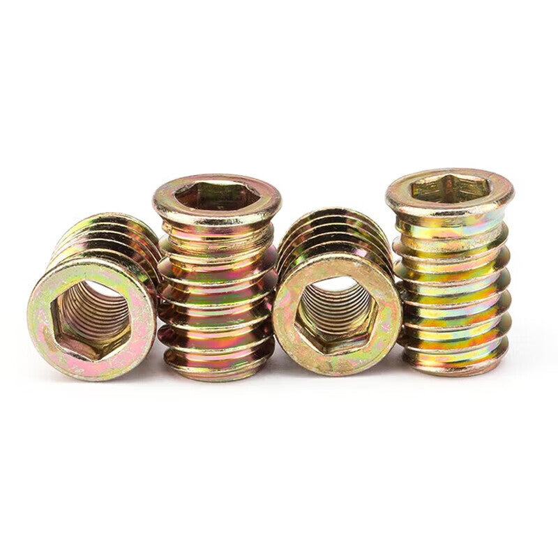 Peifan pre-embedded iron internal and external thread furniture nuts, with zinc-coated internal and external thread, 6*25 (10 pieces)