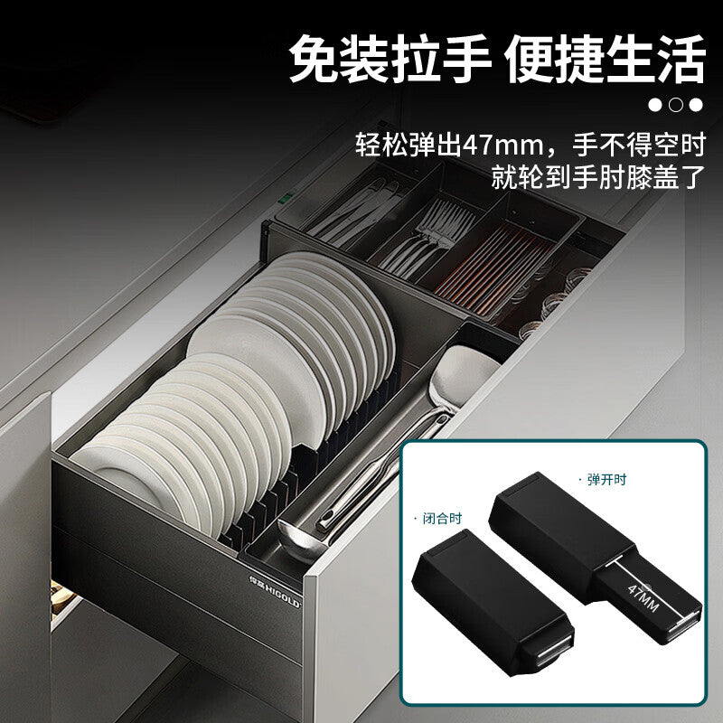 Qiguan Heavy Duty Cabinet Door Rebound Switch, Push-to-Open Door Bouncer Switch, Handle-Free Invisible Wardrobe Door Magnetic Black