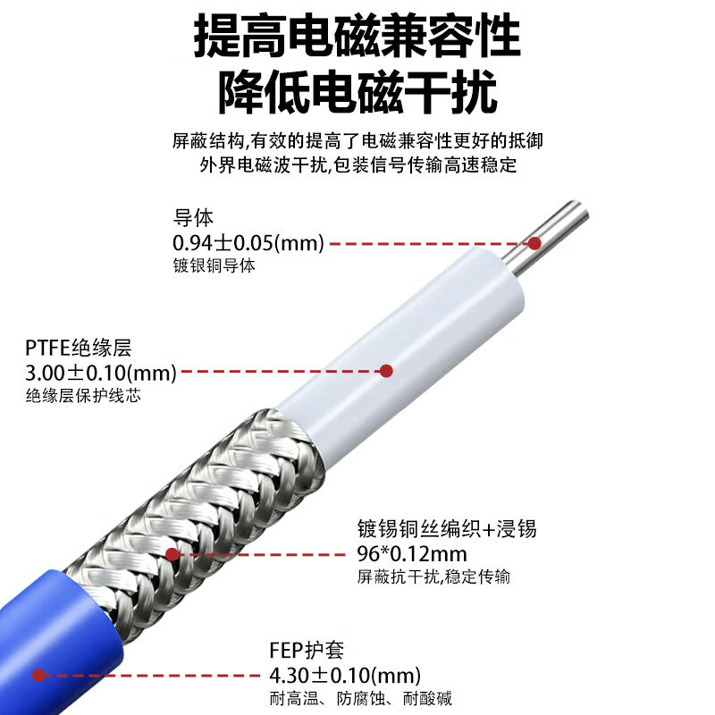 Fengyingzi SMA to SMA male RF cable RG402 semi-flexible high-frequency extension cable 18G 10m FYZ-XH306