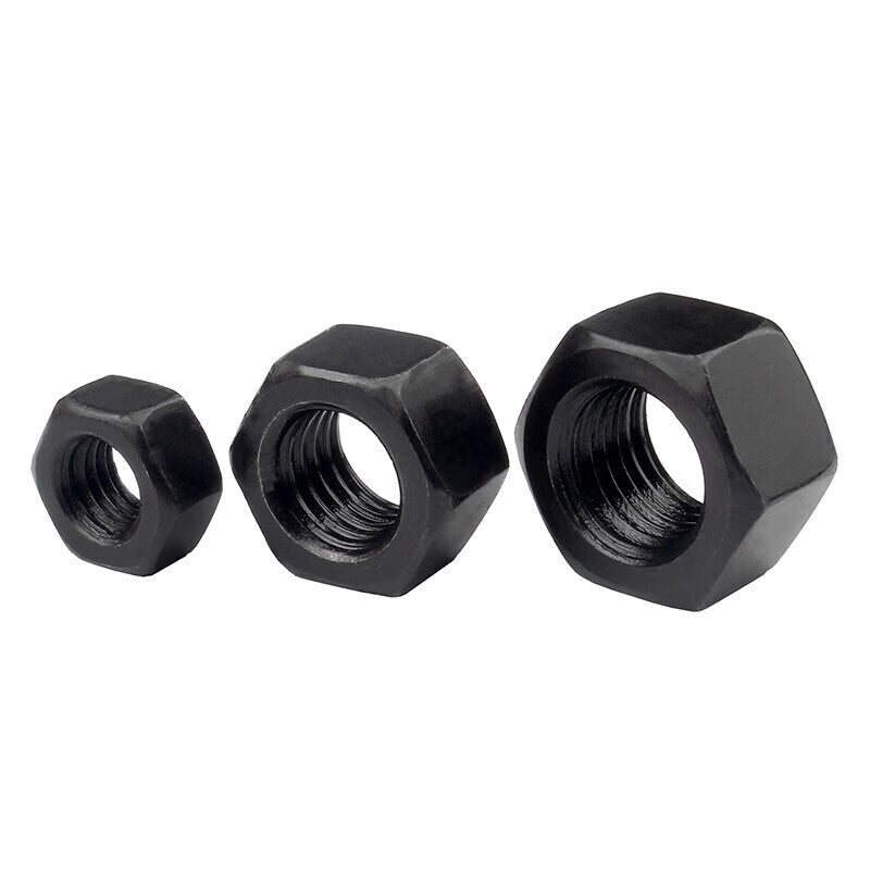 Peifan 8.8 grade blackened hexagonal nuts, high strength screw caps, M8 external hexagonal nuts (50 pieces)