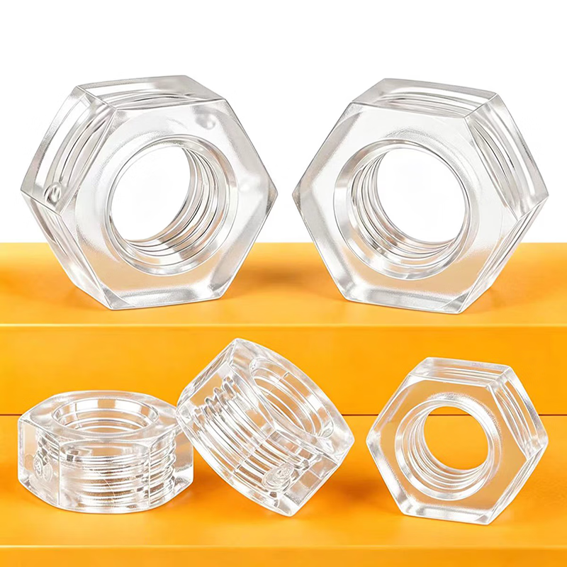 GUWANJI Hex Nuts, PC Transparent Nuts, Plastic Hexagonal Nuts, Acrylic Screw Nuts, M6 [100 pieces]