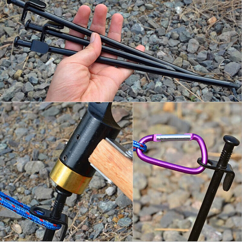 Hesterig JG-732 Ground Pegs, Beach Pegs, Snow Pegs, High-Strength Camping Pegs, Outdoor Mountaineering, Camping, Trellis, Tent Steel Ground Pegs, 30cm (2 pieces)