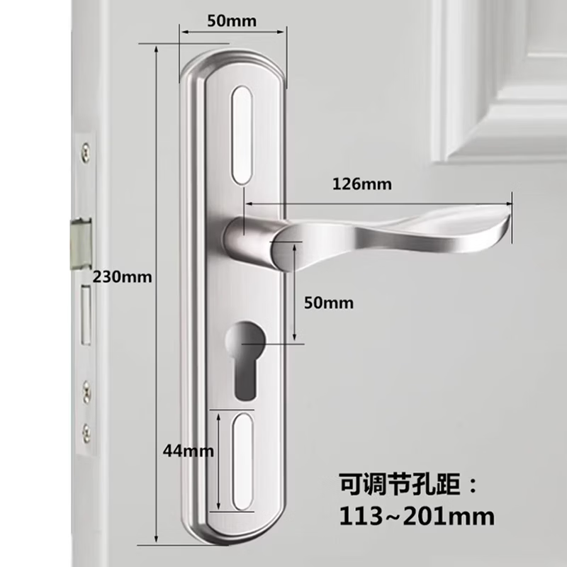 Honggong Door Locks Interior Door Locks Bedroom Stainless Steel Door Handles Wooden Door Locks Adjustable Double-Sided Locks Single Tongue