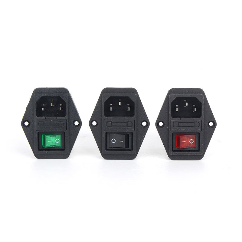 Angming Socket Filter 220V Switch Fuse with Light Filter CW2B-3A-T 3A Switch Socket with Fuse, Installation Terminal Included