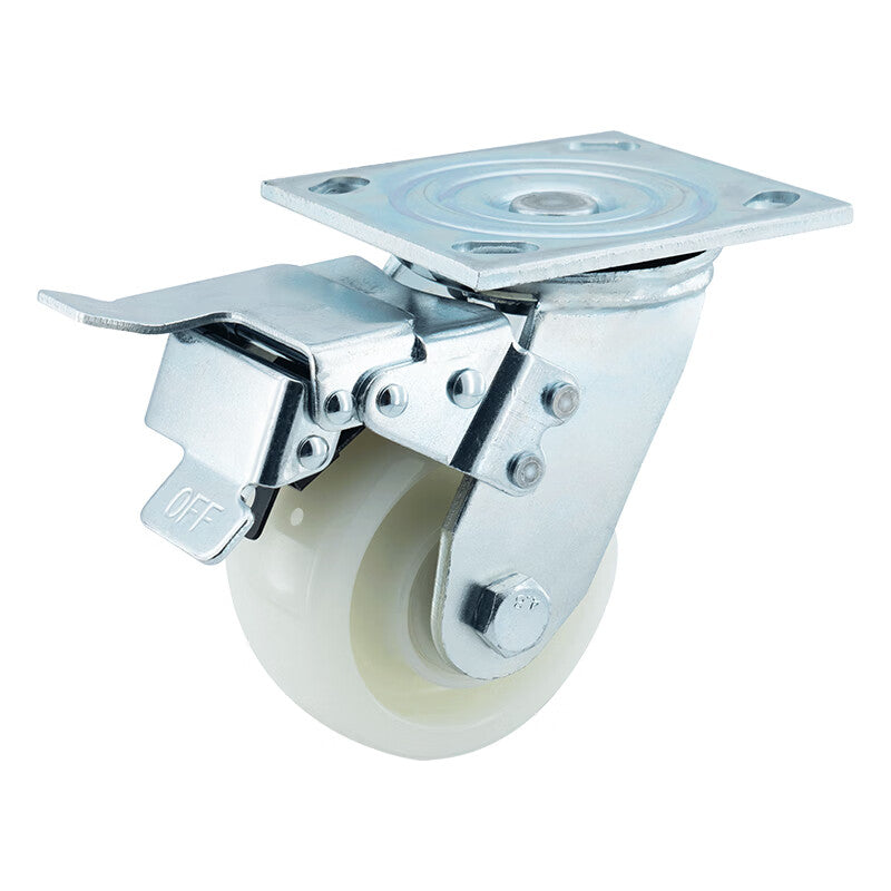 Sistom casters, brake wheels, machine wheels, heavy-duty 4-inch 300KG base plate brake polypropylene PP wheels, single unit.