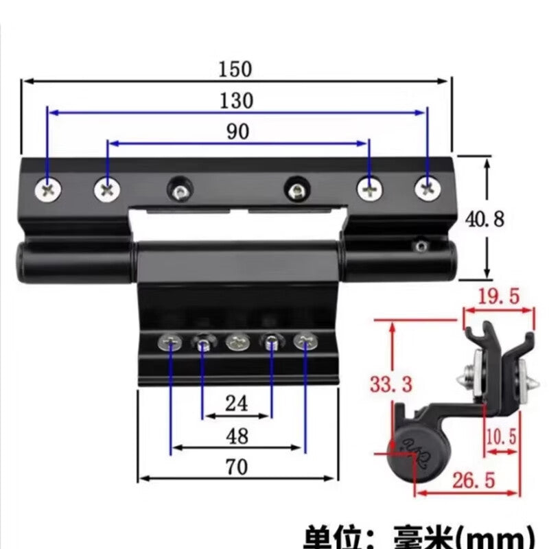 Thermally broken aluminum alloy door and window hinges, casement window hinges, drill-free invisible hinges, black long - 150mm long