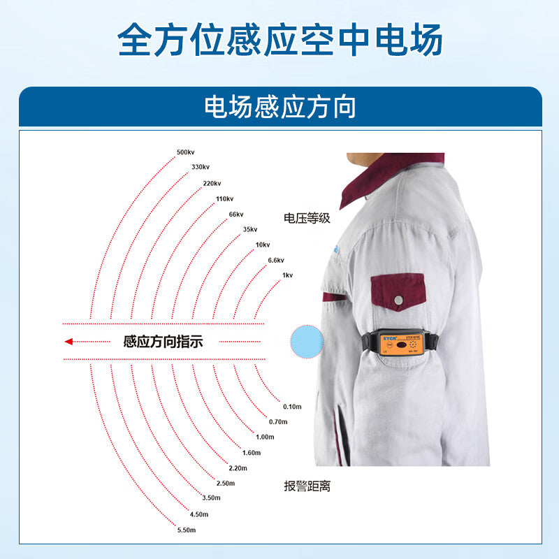 ETCR1870C Arm-Mounted Proximity Alarm - Audible and Visual Alarm/High Voltage/Low Voltage Alarm - Audible and Visual Alarm - High Voltage Detection