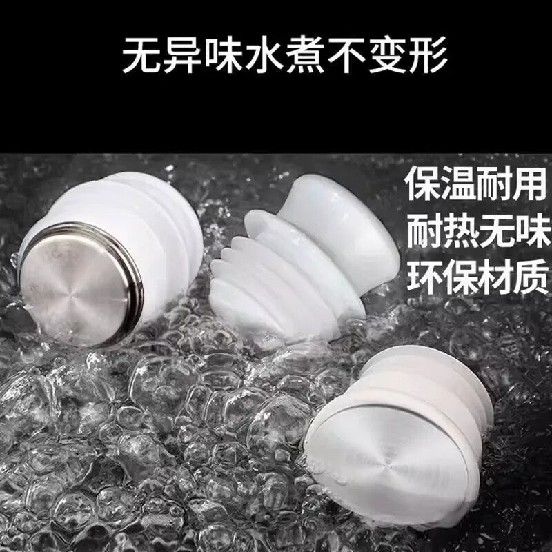 TIMUS household stainless steel thermos stopper, silicone thermos flask stopper, hot water bottle stopper, insulated bottle stopper - 304 stainless steel - small size - 4 pieces