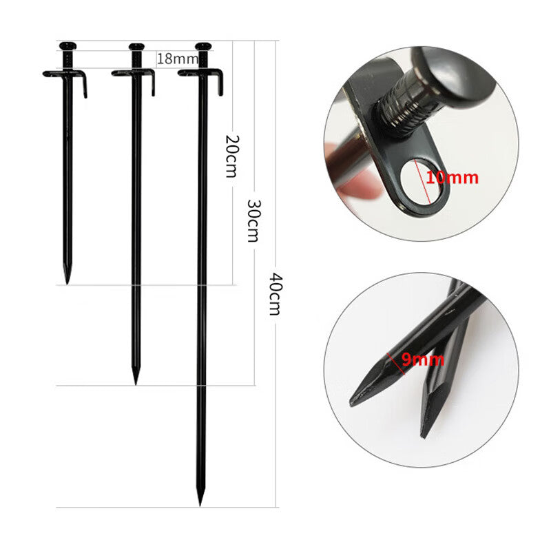 Hesterig JG-732 Ground Pegs, Beach Pegs, Snow Pegs, High-Strength Camping Pegs, Outdoor Mountaineering, Camping, Trellis, Tent Steel Ground Pegs, 30cm (2 pieces)