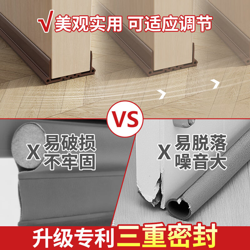 Milage [Patented Model] Door Bottom Sealing Strip, Triple Sound Insulation Strip for Room Doors, Bedroom Door Seam Windproof, Dustproof, Insect-proof, Rodent-proof, Light-blocking Strip, White, 5cm Wide, 1.2m Long [Extra Long Version]