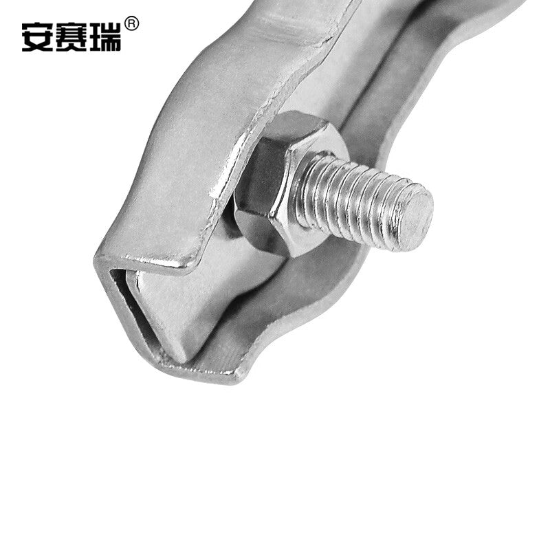 Anseri Stainless Steel Wire Rope Double Clamp Brake Cable Clamp Head Fastening Cable Clip, 10-pack, Double Clamp M2 430215