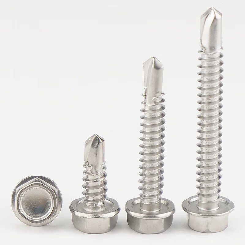 Peifan 410 Stainless Steel External Hex Self-Tapping Screw, M4.2*25 (50 pieces)