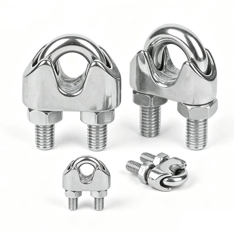 GOOS High Strength 304 Stainless Steel Wire Rope Lock U-Shaped Clamp Steel Wire Body Fastener Assembly Steel Wire Clip Buckle M18 (18mm Steel Wire Rope) [2 Pieces]