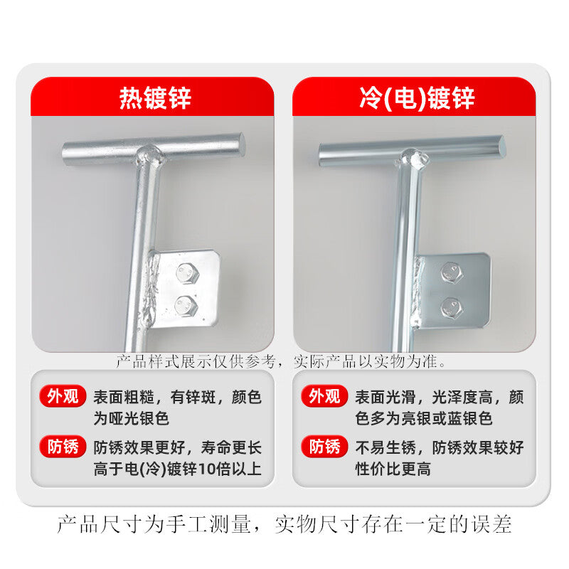 Cast-in-place grounding pin, galvanized round steel grounding stake, household grounding wire, grounding rod, engineering grounding electrode, lightning rod, single-hole, 12mm*500mm, cold-galvanized.