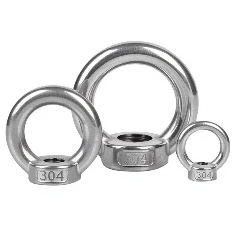 Peifan 304 Stainless Steel Ring Eye Nut, Round Nut, Marine Screw Nut, Round Nut M8 (5 pieces)