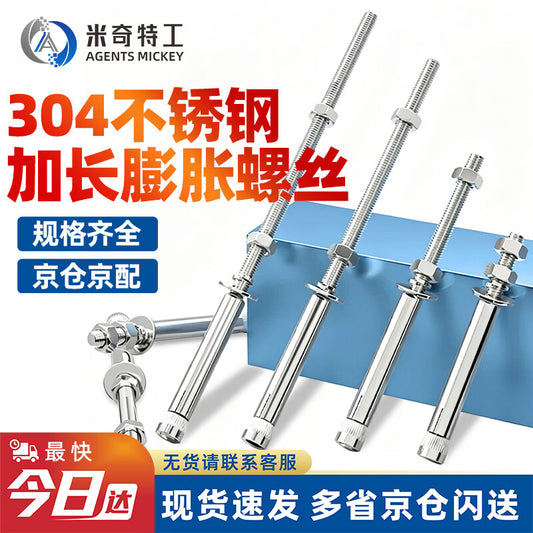 Agents Mikey 304 Stainless Steel Extended Expansion Bolts for Air Conditioner and Clothes Racks, M6*250 (5 pieces)