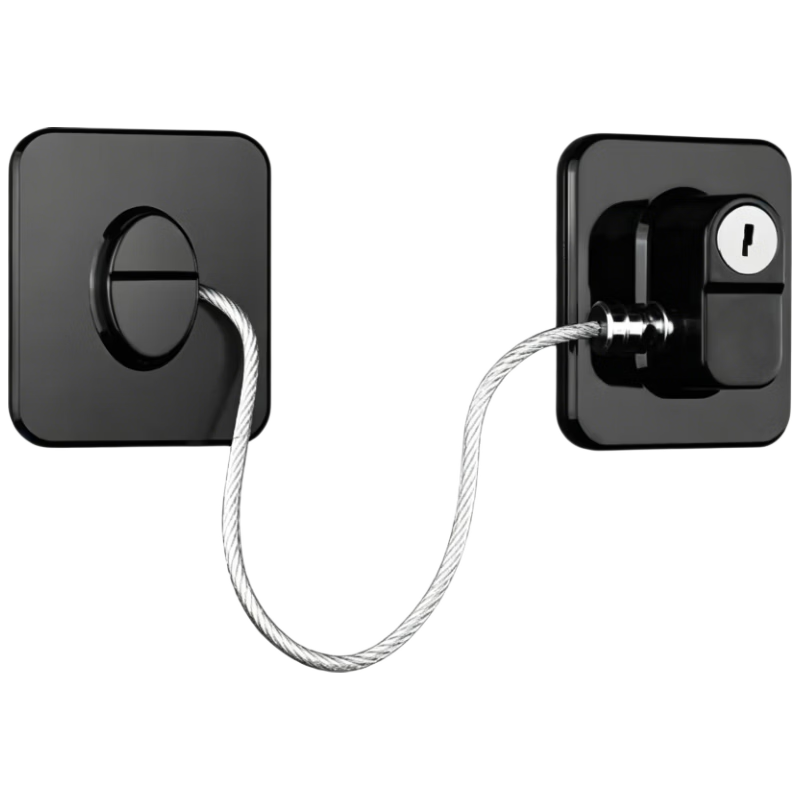 Window lock latch, window limiter, child safety lock, screen lock, refrigerator lock, safety protection, key-style, black.