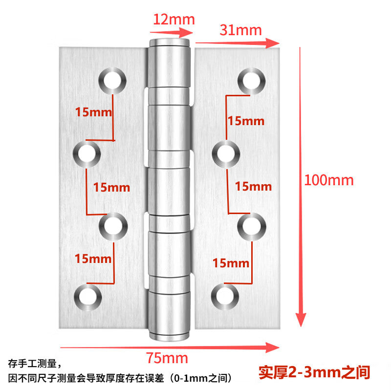 Juchengyun Stainless Steel Casement Hinges, 4-inch Pair, Indoor Bedroom Door and Window Hinges, Wooden Door and House Hinges